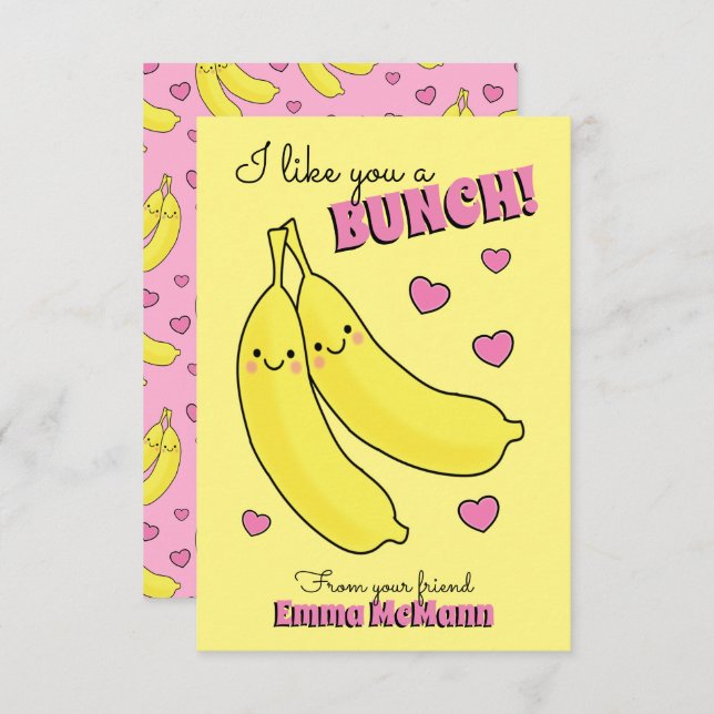 Banana Kids Classroom Valentine Karten (Vorne/Hinten)
