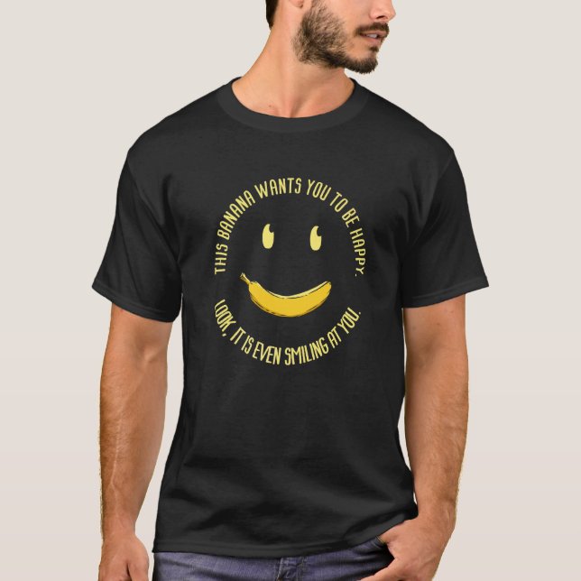 Banana lächelnd Gesicht Frucht Lebensmittel Lover T-Shirt (Vorderseite)