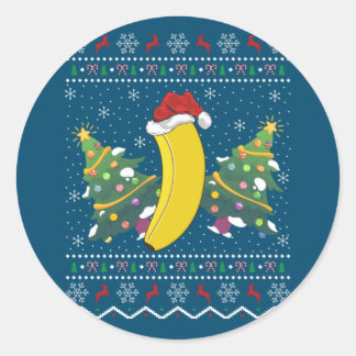 Banana Lover Xmas Geschenk Ugly Banana Weihnachten Runder Aufkleber
