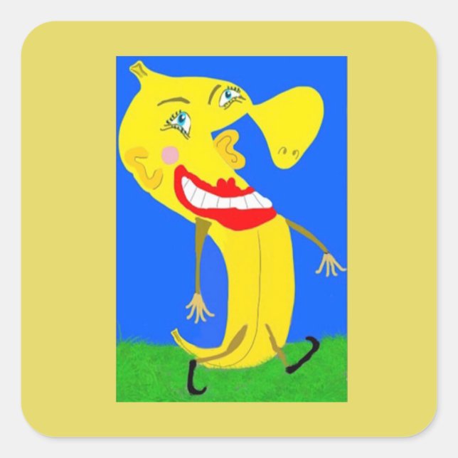 Banana 🍌 Man Quadratischer Aufkleber (Vorderseite)