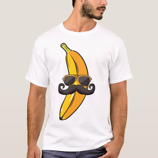 Banana Mustache Sonnenbrille Face Funny Fruit Cool T-Shirt (Vorderseite)