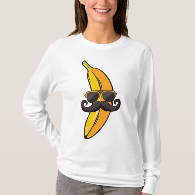 Banana Mustache Sonnenbrille Face Funny Fruit Cool T-Shirt (Vorderseite)