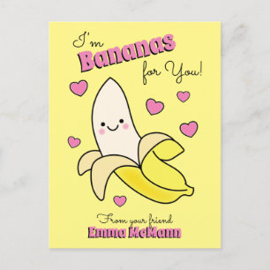 Banana Niedlich Kids Valentinstag Kawaii Postkarte