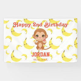 Banana Pattern Baby Monkey Geburtstagsparty Banner