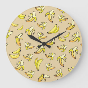Banana Pattern Große Wanduhr