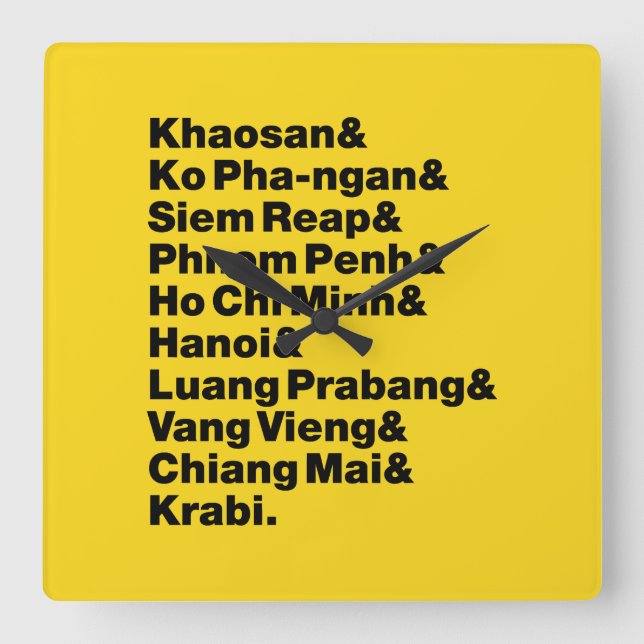 Banana-Pfannkuchen-Wanderweg / Rundweg Quadratische Wanduhr (Vorderseite)