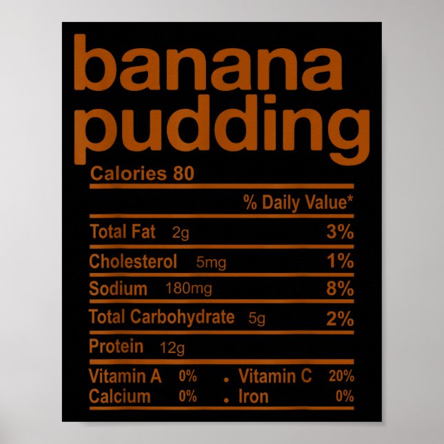 Banana Pudding Nutrition Facts Funny Thanksgiving  Poster (Vorne)