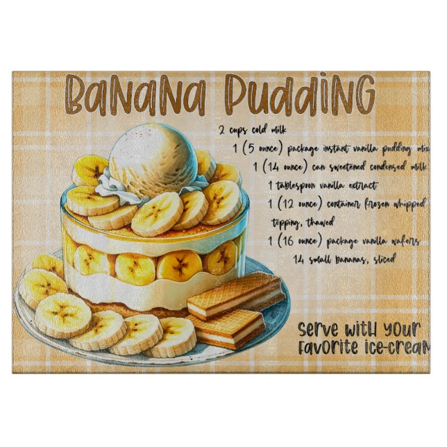 Banana Pudding Rezept Schneidebrett (Vorderseite)
