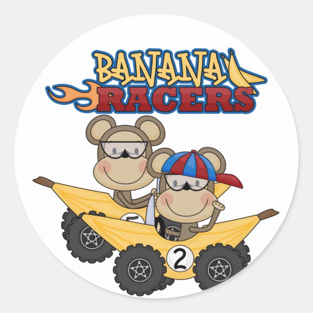 Banana Racers Tshirts und Geschenke Runder Aufkleber (Vorderseite)