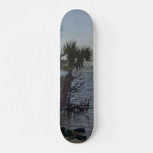 Banana River Palm Trees Painterly Skateboard (Vorne)