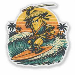 Banana Ronin Surfer — Vintage Sommerkrieger  Aufkleber