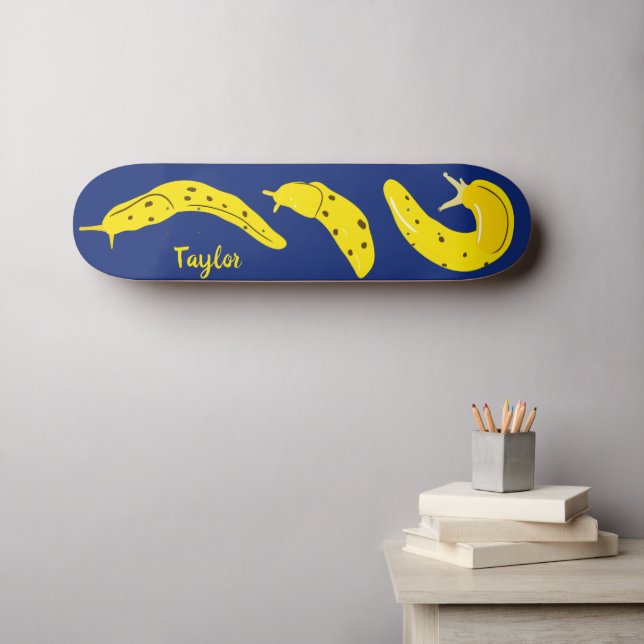 Banana Slugs Gelb und Royal Blue Personalisiert Skateboard (Wandkunst (Horz))