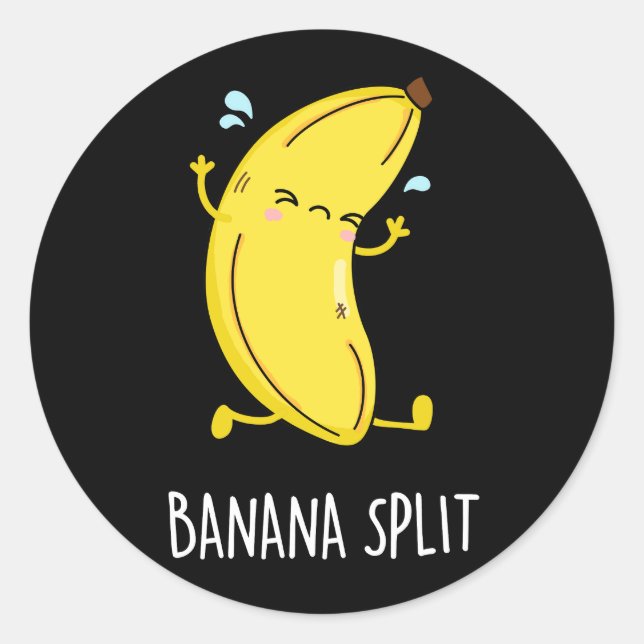 Banana Split Funny Dancing Banana Pub Dark BG Runder Aufkleber (Vorderseite)