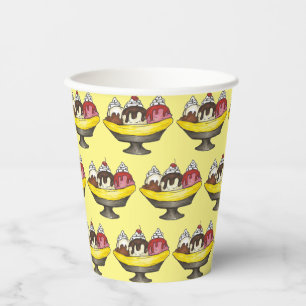 Banana Split Ice Cream Sundae Scoop Pappbecher