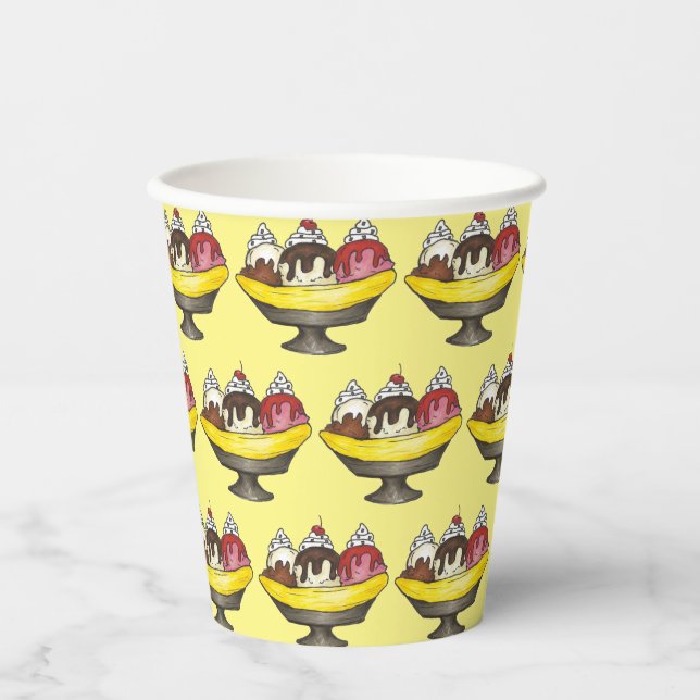 Banana Split Ice Cream Sundae Scoop Pappbecher (Vorderseite)