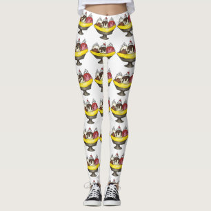 Banana Split Ice Creme Hot Fudge Sundae Feinschmec Leggings