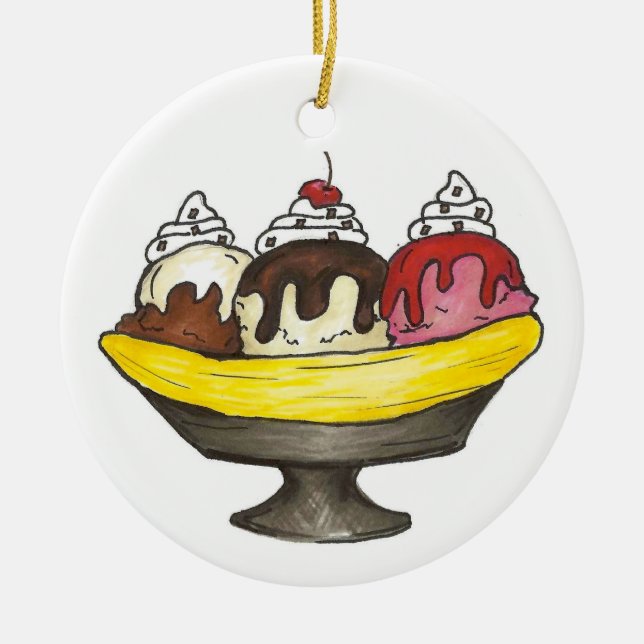Banana Split Ice Keramik Ornament (Vorne)
