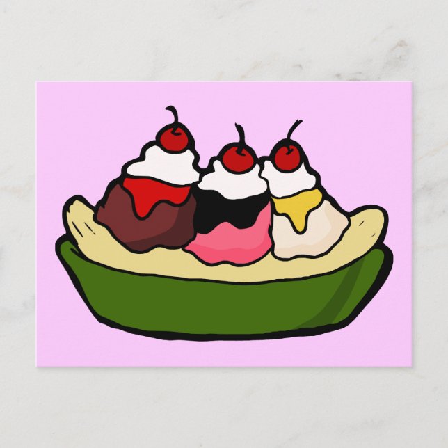 Banana Split Süßes Eis Leckerei Postkarte (Vorderseite)