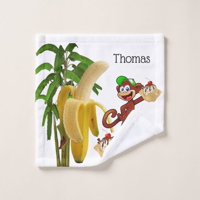 Banana Split Tree Monkey Badezimmer Handtuch Sets (Waschlappen)