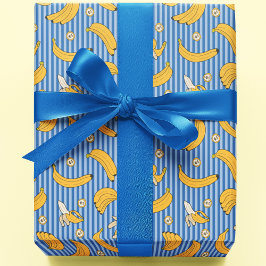 Banana Stripe Vector Muster | Classic Blue Geschenkpapier