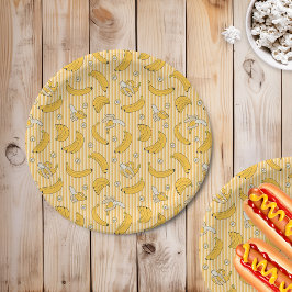 Banana Stripe Vector Muster | Gelb Pappteller