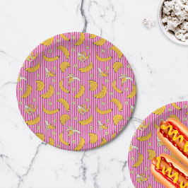 Banana Stripe Vector Muster | Magenta Pappteller