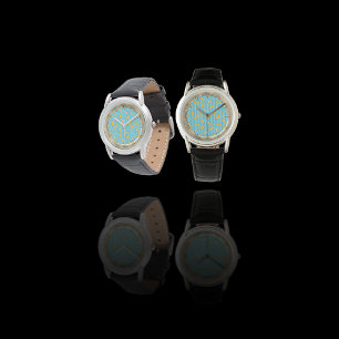 Banana Stripe Vector Muster   Türkisblau Armbanduhr