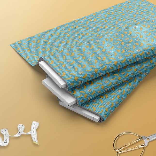 Banana Stripe Vector Muster | Türkisblau Stoff (Von Creator hochgeladen)