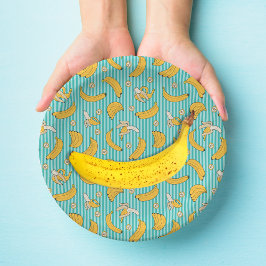 Banana Stripe Vector Muster | Türkisch Aquamarin Pappteller