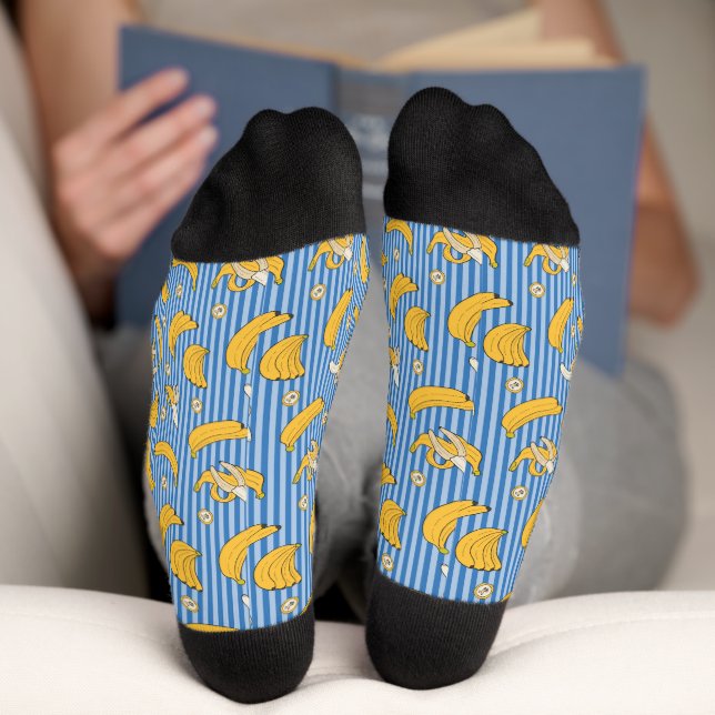 Banana Stripe Vector Pattern | Classic Blue Socken (Unterseite)