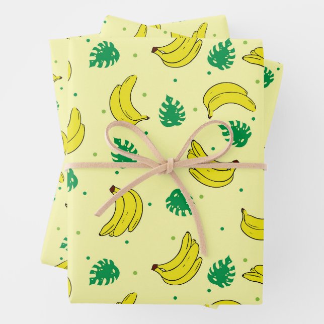 Banana Summer Yellow Tropical Frucht Muster Geschenkpapier Set (Beispiel)