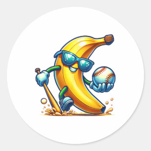 Banana Sungles Face Funny Frucht Cool Banana Funny Runder Aufkleber