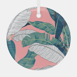 Banana Tree Botanisch: Hell rot nahtlos Ornament Aus Glas
