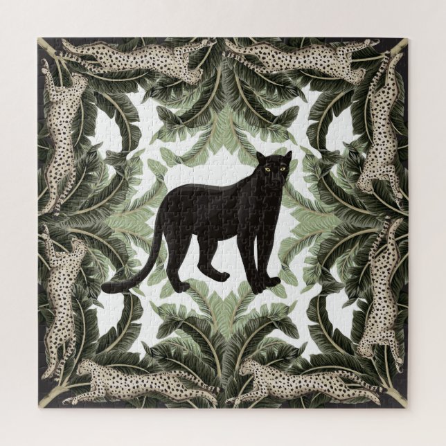 Banana Tree Cheetah Tropical Pattern Puzzle (Vertikal)