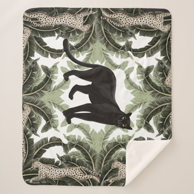 Banana Tree Cheetah Tropical Pattern Sherpadecke (Vorderseite)