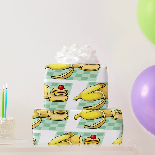 Banana und Pancakes Frühstückspensum Küche Geschenkpapier (Von Creator hochgeladen)