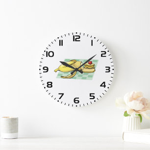 Banana und Pancakes Frühstückspensum Küche Große Wanduhr