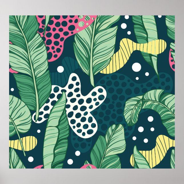 Banana verlasse abstrakte, trendige Farben Poster (Vorne)