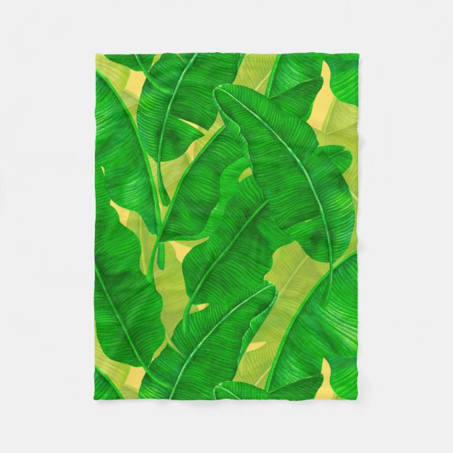 Banana verlasse Aquarellmuster Fleecedecke (Vorderseite)