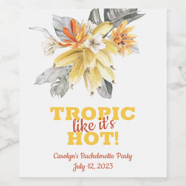 Banana Verlasse Tropic, wie es heiß ist! Bachelore Weinetikett (Einzelnes Label)