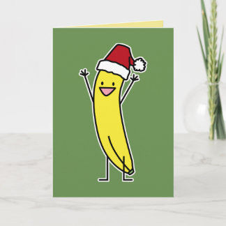 Banana-Weihnachtsmannmütze feiert und jubelt Chris Feiertagskarte
