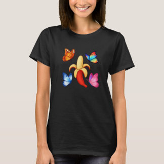 Banana with Colorful Butterflies T-Shirt