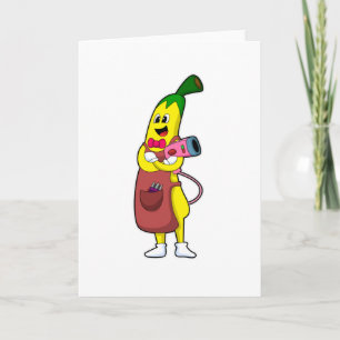 Banane als Friseur mit Föhn Karte