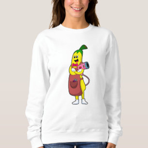 Banane als Friseur mit Fön Sweatshirt