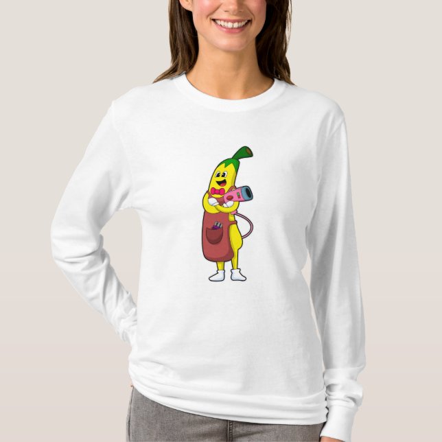 Banane als Friseur mit Fön T-Shirt (Vorderseite)