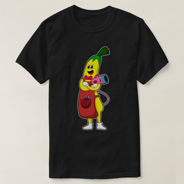 Banane als Friseur mit Fön T-Shirt (Design vorne)