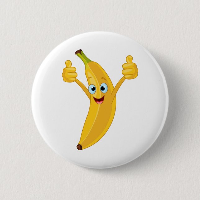 Banane Cartoon-Design Button (Vorderseite)