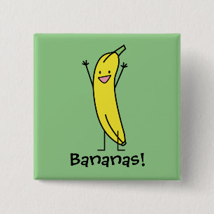 Banane, die glücklich ist, feiernd und jubelt zu button