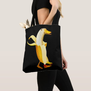 Banane Ente. Lustige Anthropomorphe Früchte Tiere