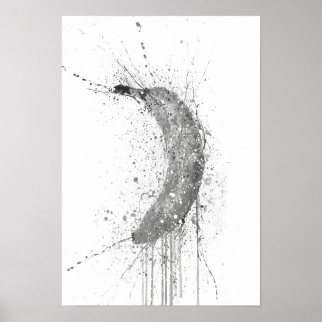 Banane Frucht Grau Poster (Vorne)
